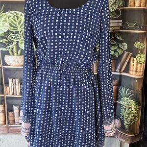 Rue21 Navy Blue Geometric Long Sleeve Dress